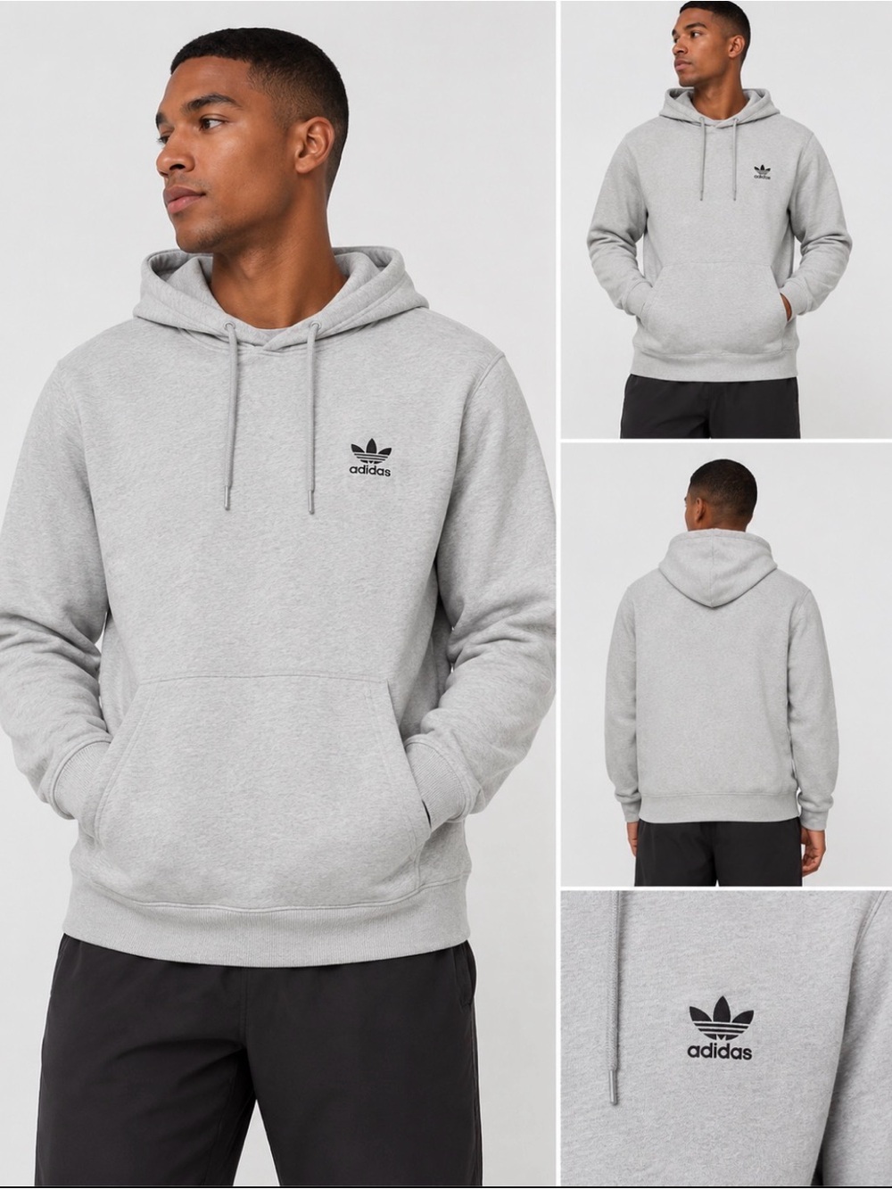 Adidas Originals Men’s Heather Gray Pullover Hoodie Size L